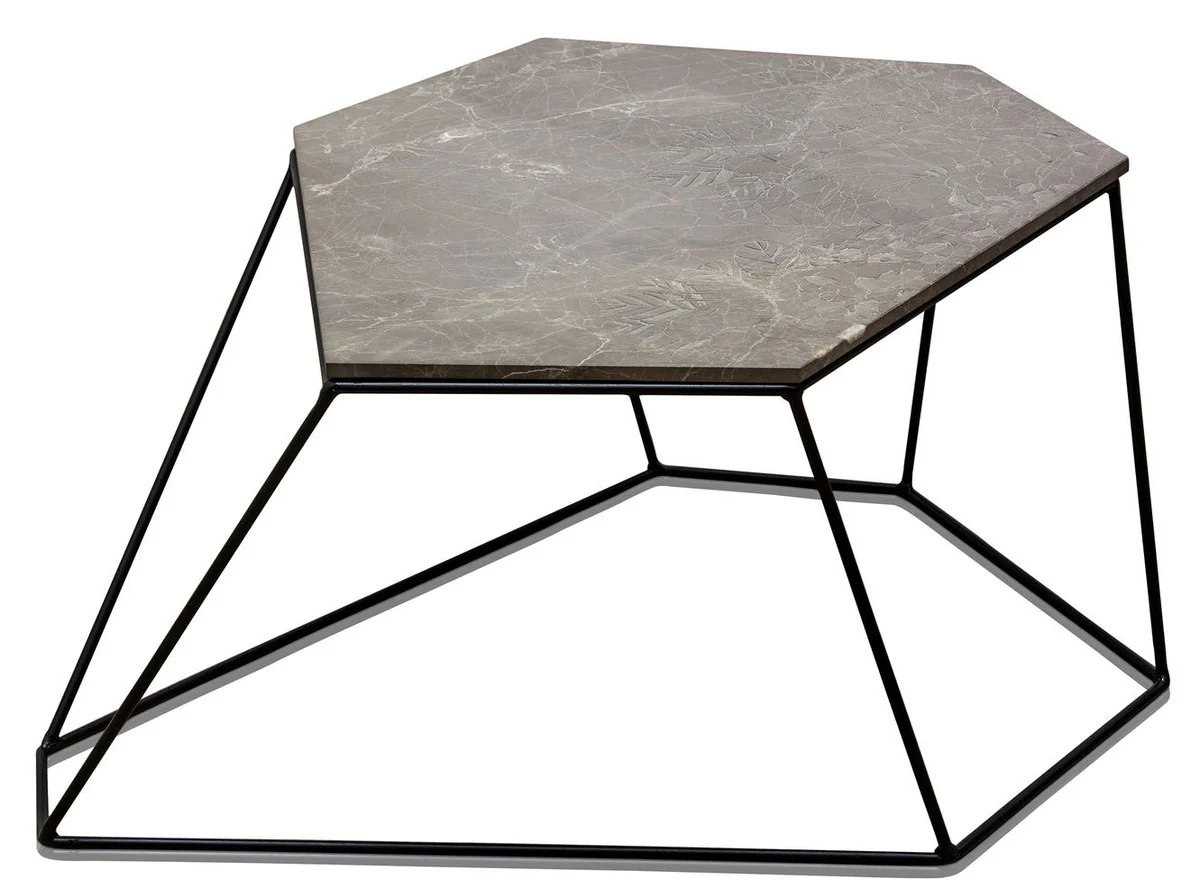 Casa Padrino mesa de centro de diseño gris con motivo / negro 75 x 58 x H. 35 cm - Mesa de Centro de Lujo con Tablero de la Mesa