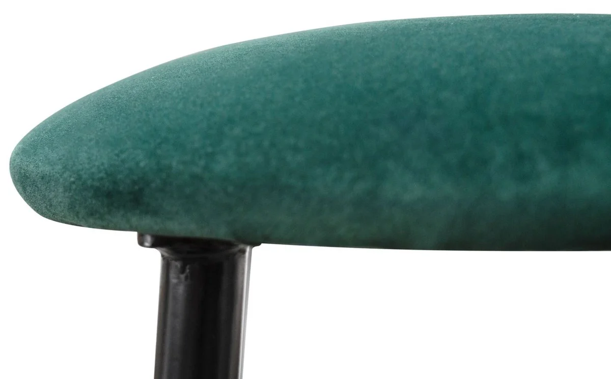 Casa Padrino taburete de bar de lujo verde / negro ? 37 x H. 76 cm - Taburete de Bar con Tela de Terciopelo