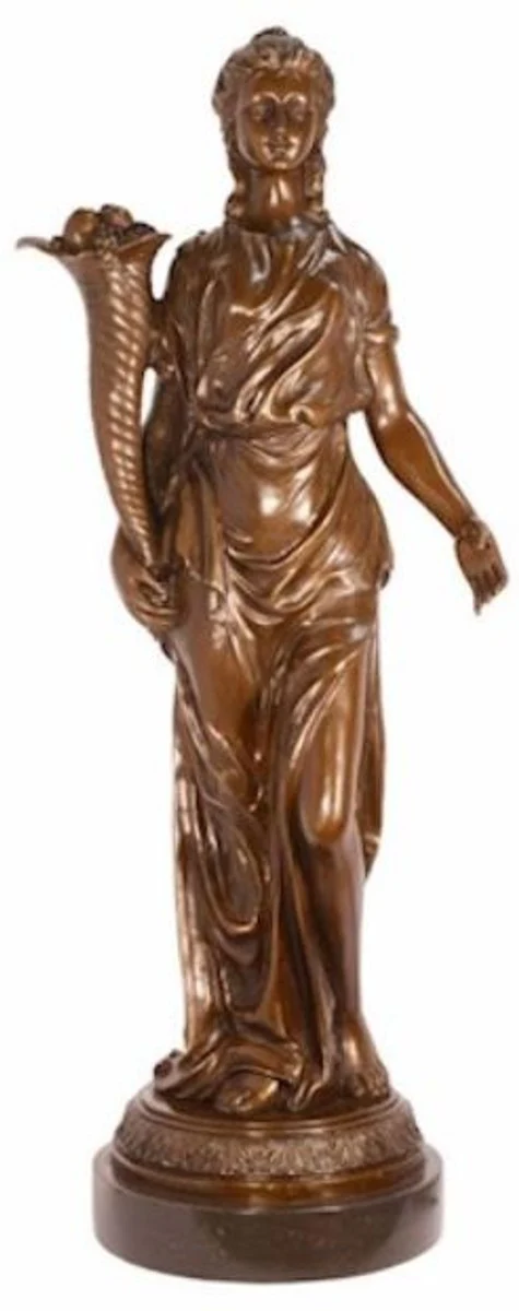 Casa Padrino escultura de bronce Art Nouveau de lujo dama bronce / negro 36 x 24,8 x A. 85,4 cm - Elegante figura de bronce con base de mármol - Accesorios de decoración Barroco y Art Nouveau