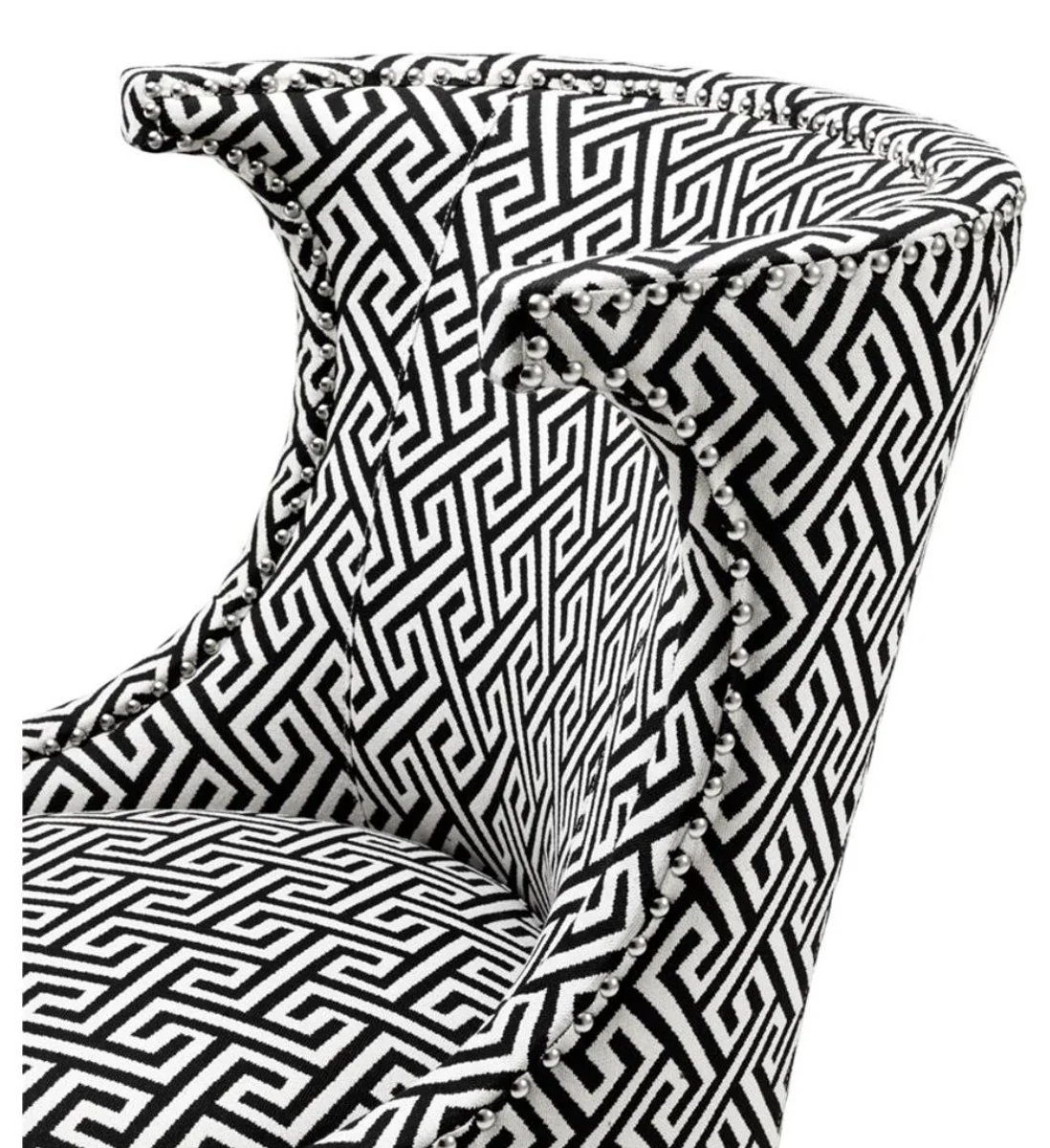 Casa Padrino sillón en negro / blanco 66 x 60 x H. 91 cm - sillones de lujo