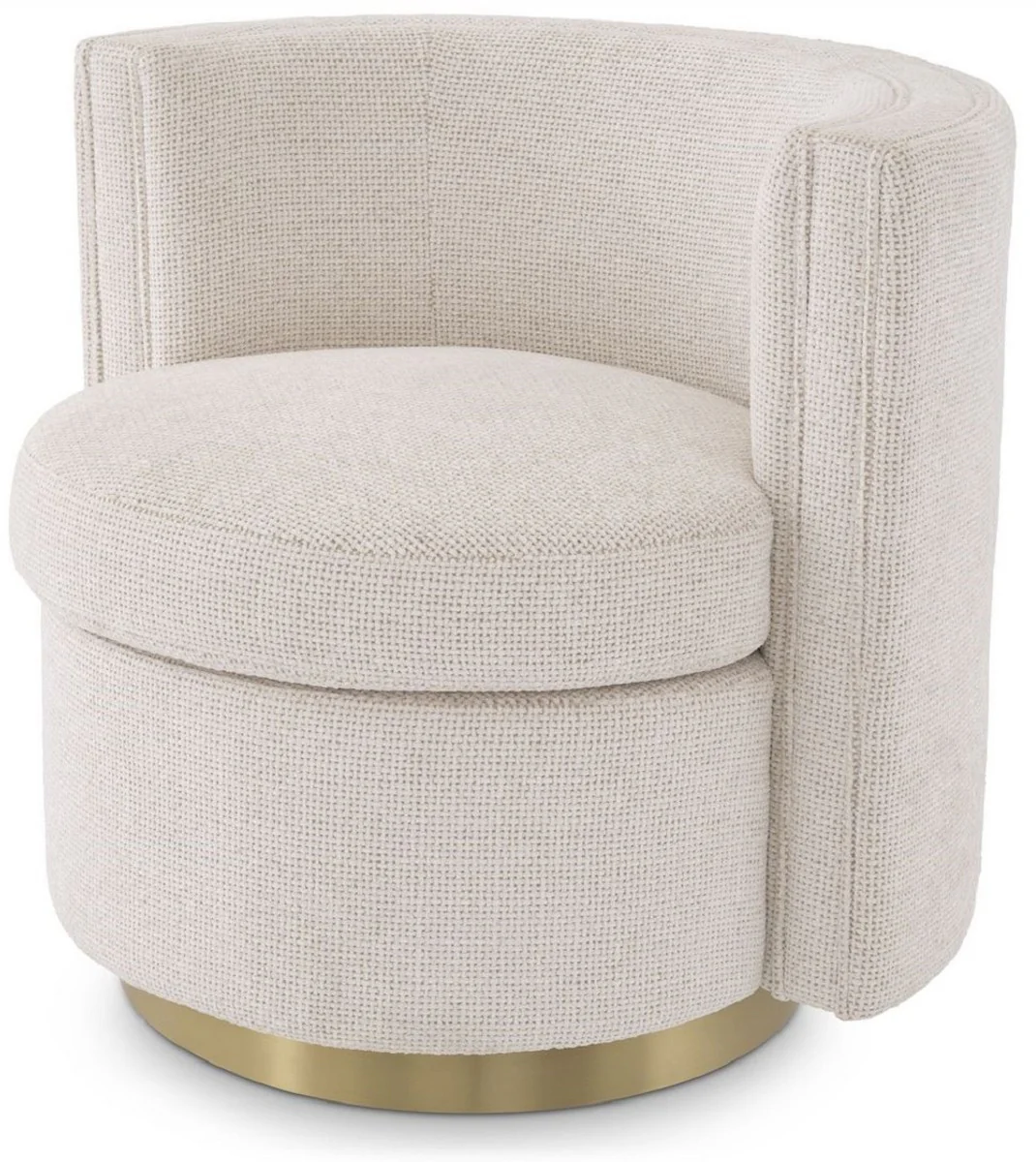 Casa Padrino sill¨®n giratorio de lujo crema / oro mate 80 x 73 x A. 71,5 cm - Sill¨®n de sal¨®n tapizado - Muebles de sal¨®n de lujo