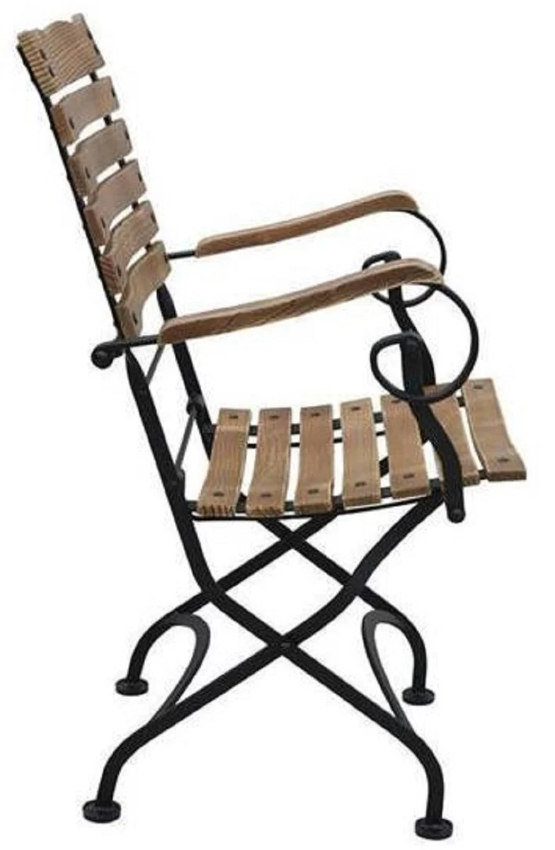 Casa Padrino silla de jard¨ªn Art Nouveau con reposabrazos marr¨®n / negro 60 x 40 x A. 92 cm - Silla de jard¨ªn plegable - Muebles de Gastronom¨ªa y de Jard¨ªn Art Nouveau