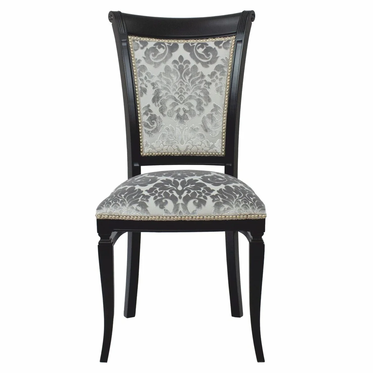 Casa Padrino conjunto de 4 sillas de comedor Art Deco de lujo gris / negro Al. 96 cm - Muebles de comedor