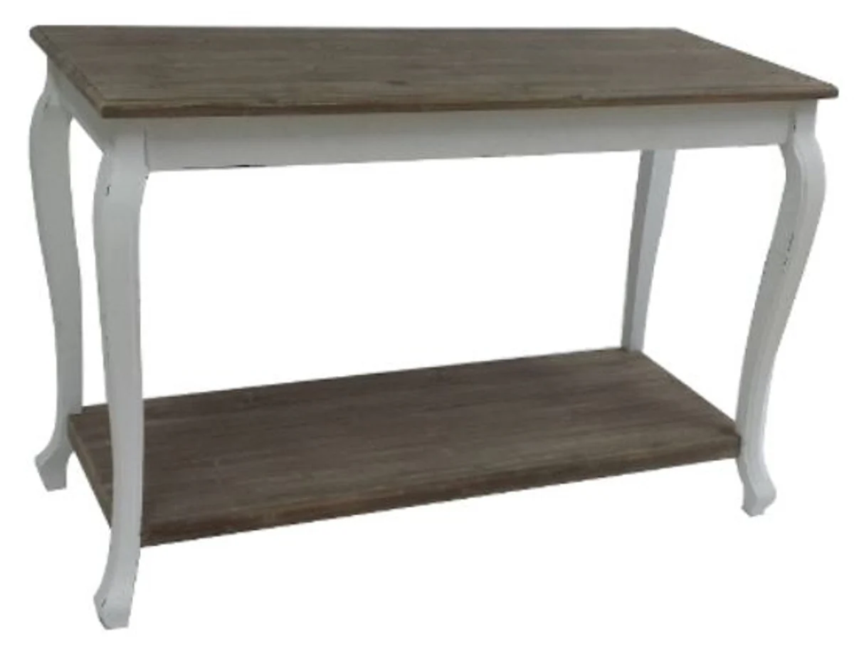 Casa Padrino Country Style Console Antique White / Dark Brown 120 x 50 x H. 80 cm - Handcrafted Console Table with Shelf