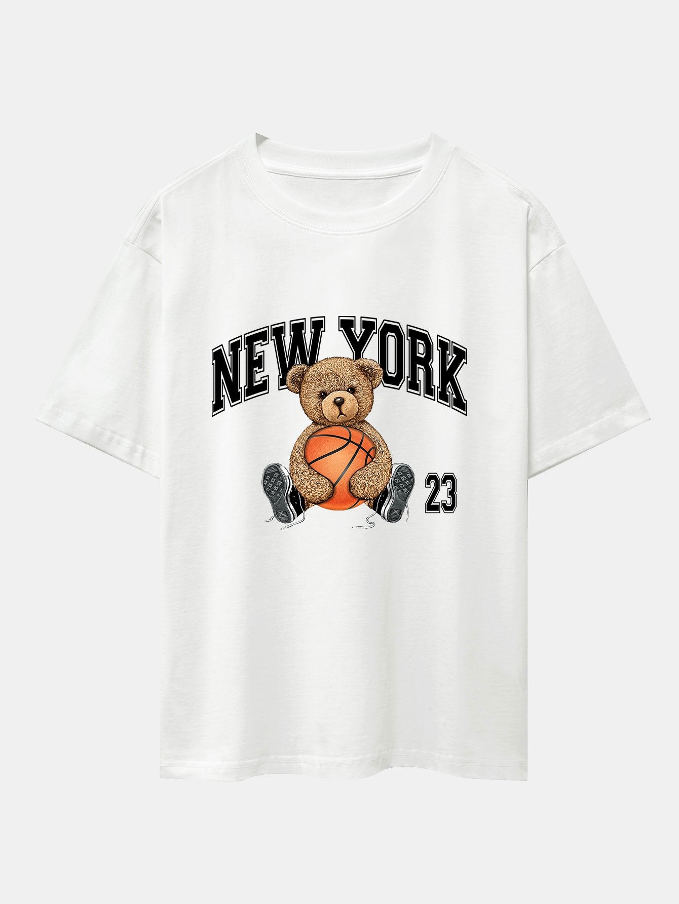 New York Basketball Bear Print Heavy Weight Oversize T-Shirt