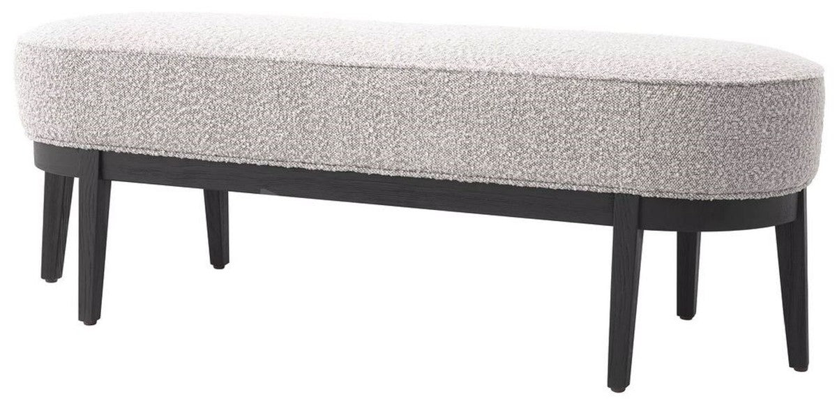 Casa Padrino banco de lujo gris / negro 132 x 45 x A. 47 cm - Banco de salón tapizado - Muebles de Sala de Estar - Muebles de Hotel - Colección de Lujo