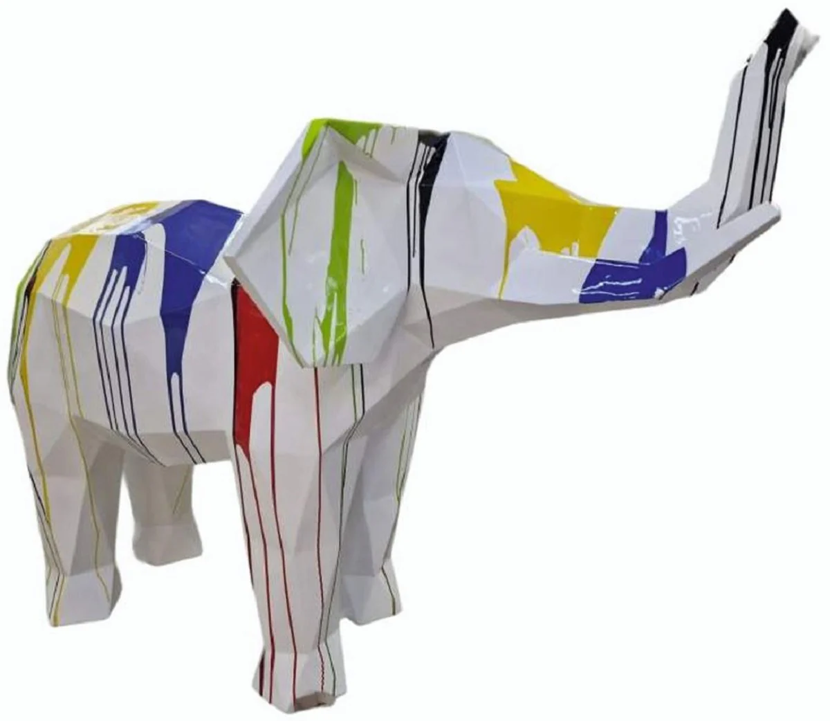 Casa Padrino escultura decorativa XXL elefante blanco / colorido 176 cm - Figura de jard¨ªn XXL