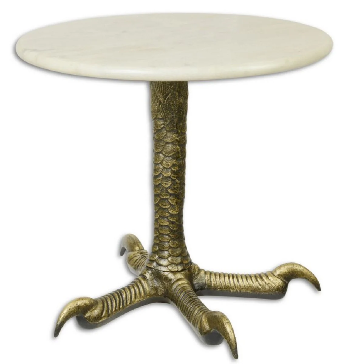 Casa Padrino mesa auxiliar de hierro fundido con encimera de m¨¢rmol lat¨®n antiguo / blanco ? 50 x H. 44,5 cm - Muebles de Sala de Estar de Dise?o