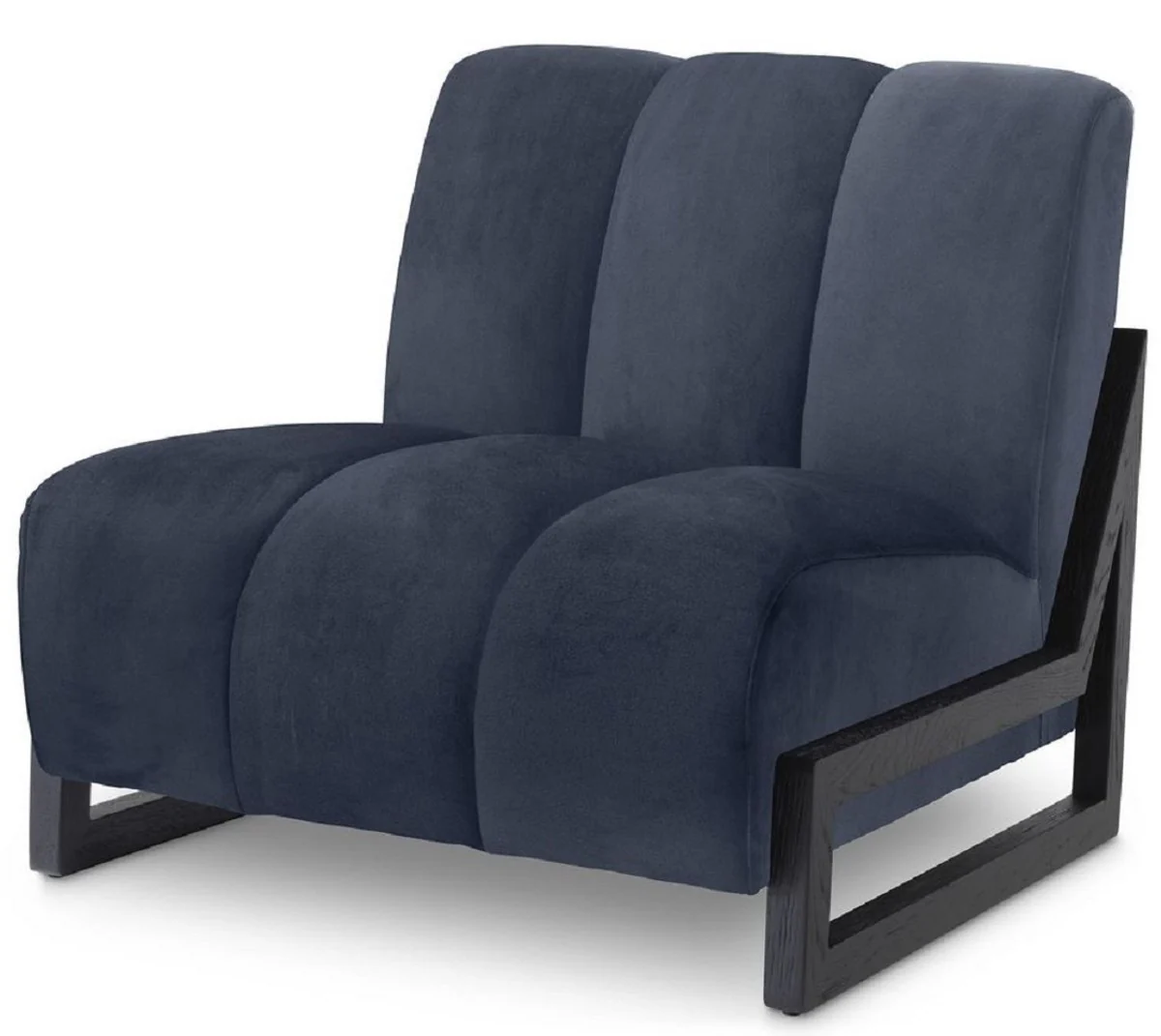 Casa Padrino sill¨®n de terciopelo de lujo azul medianoche / negro 83,5 x 90 x A. 83,5 cm - Sill¨®n de Sal¨®n - Sill¨®n de Hotel - Muebles de Lujo