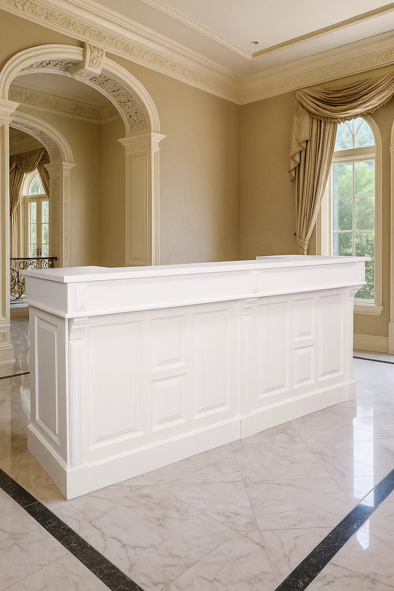 Barra de Bar Estilo Campestre Casa Padrino Blanca 240 cm - Mostrador de Tienda Estilo Campestre