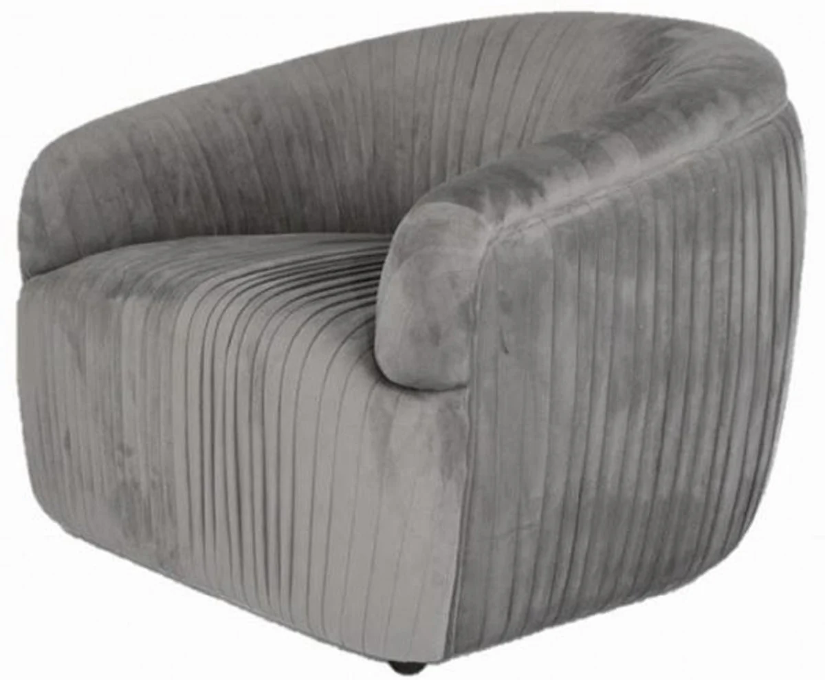 Casa Padrino sill¨®n de terciopelo de lujo gris 83 x 83 x H. 66 cm - Muebles de Sala
