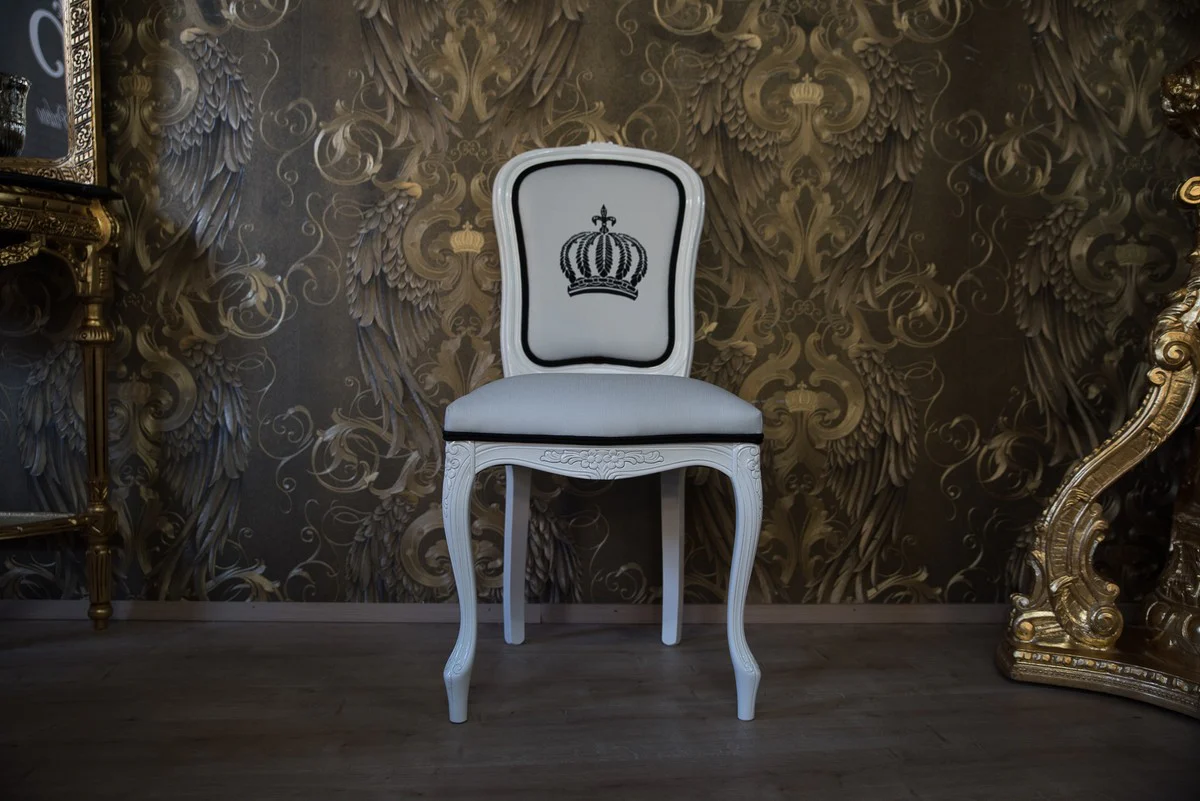 Pomp??s by Casa Padrino luxury baroque dining chair white / black - Pomp??s baroque chair designed by Harald Gl??ckler