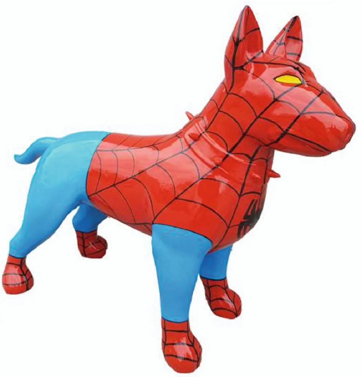Casa Padrino figura decorativa XXL perro rojo / azul / negro 116 cm - Escultura decorativa de jard¨ªn