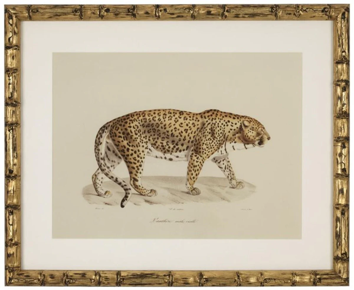 Casa Padrino Imágenes de Conjunto Lion Tiger Jaguars Oro Antiguo 54 x H. 44 cm - Decoración de Pared de Lujo