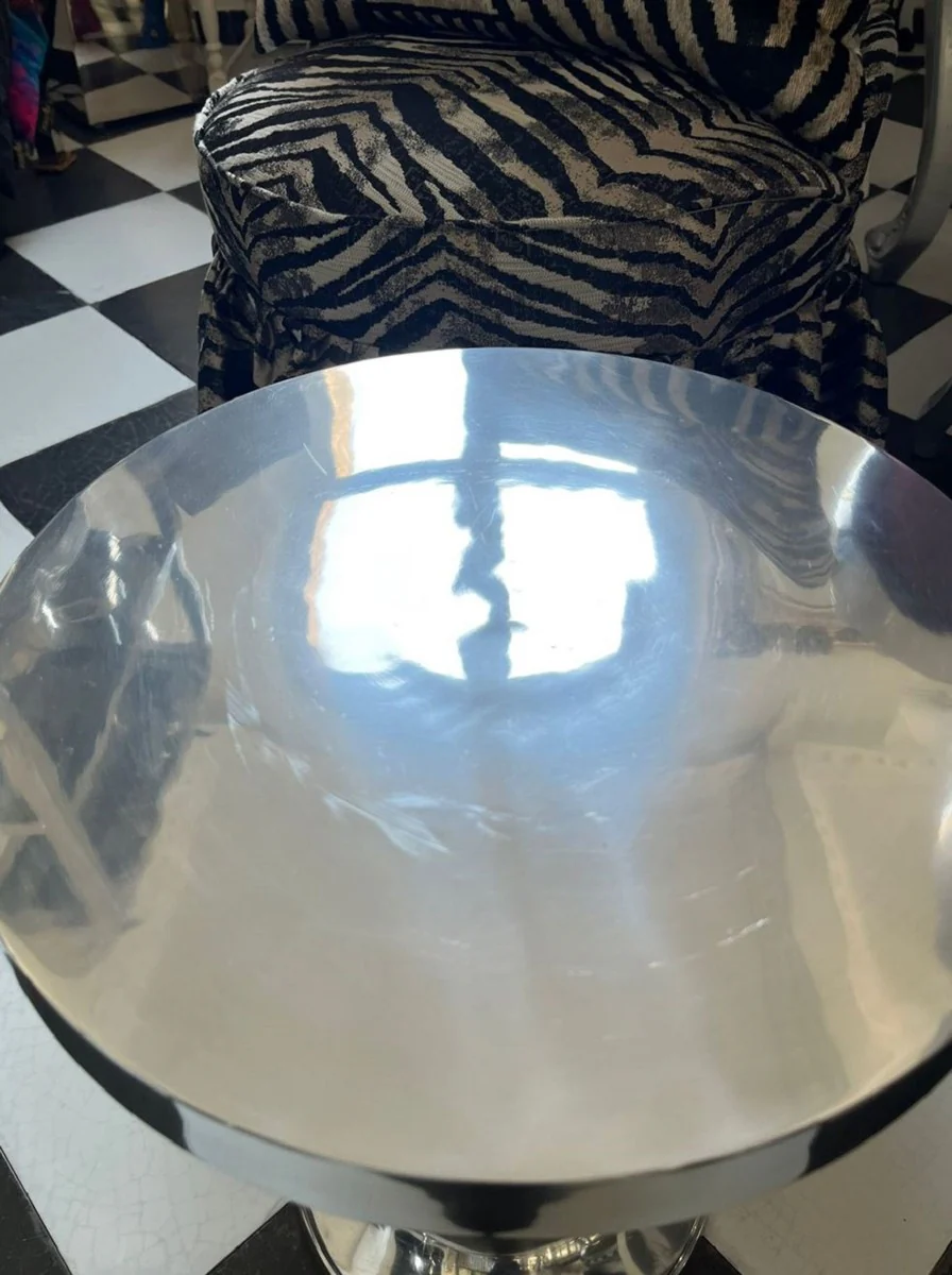 Casa Padrino mesa auxiliar de lujo plata ? 38 x A. 48 cm - Mesa redonda de aluminio - Muebles de sal¨®n - Muebles de lujo - Muebles de dise?o - Interiores de lujo - Interiores de dise?o