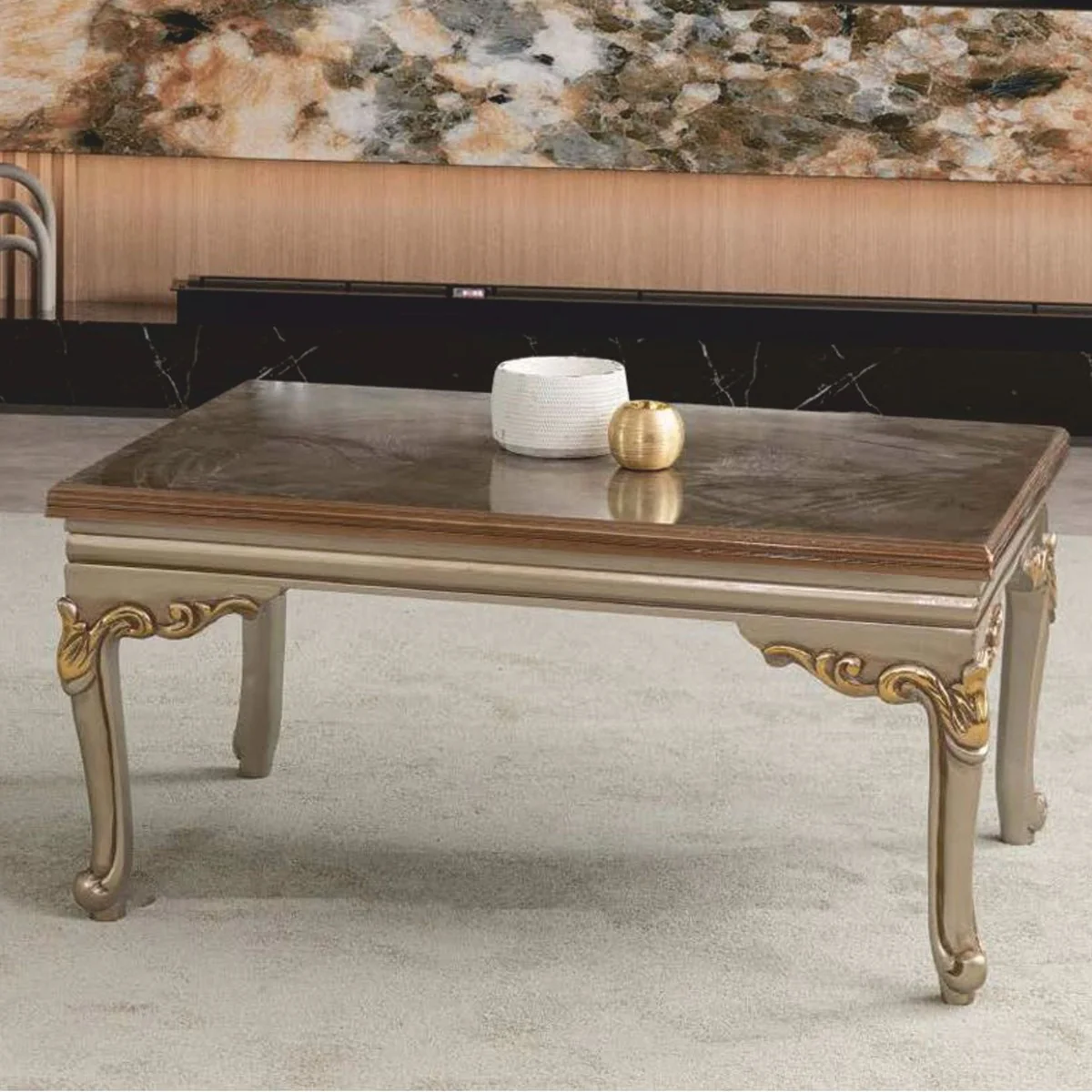 Casa Padrino mesa de centro barroco de lujo gris / oro 103 cm- Muebles de sal¨®n barrocos