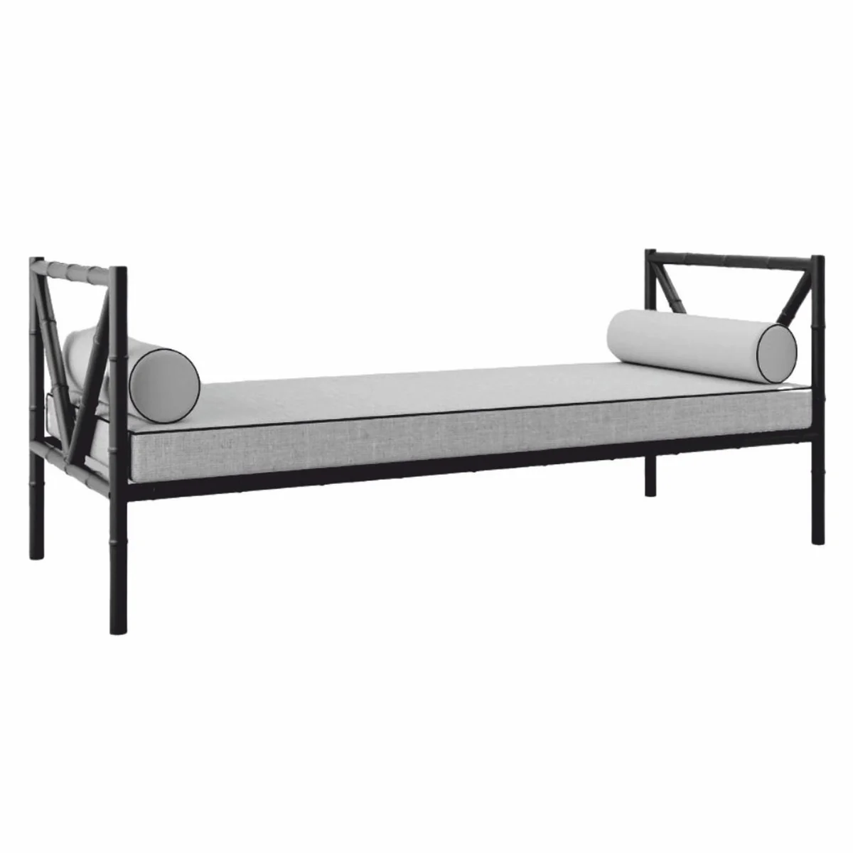 Casa Padrino sof¨¢ de lujo de hierro forjado negro / gris 200 cm - Sof¨¢ para hotel y jard¨ªn