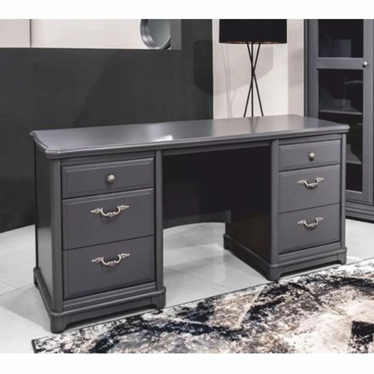 Casa Padrino escritorio de estilo campestre gris 155,8 cm - Muebles de oficina de estilo campestre