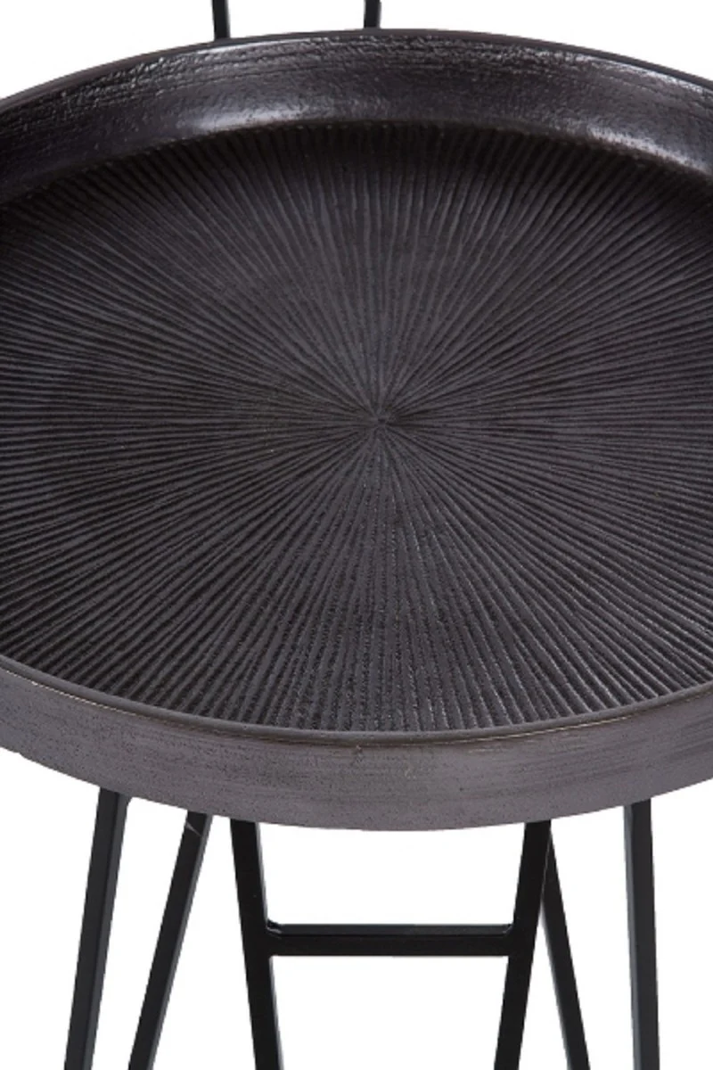 Casa Padrino conjunto de mesa auxiliar de lujo bronce / plata / gris ? 50 x H. 60 cm - Mesas Auxiliar de Metal Redondas