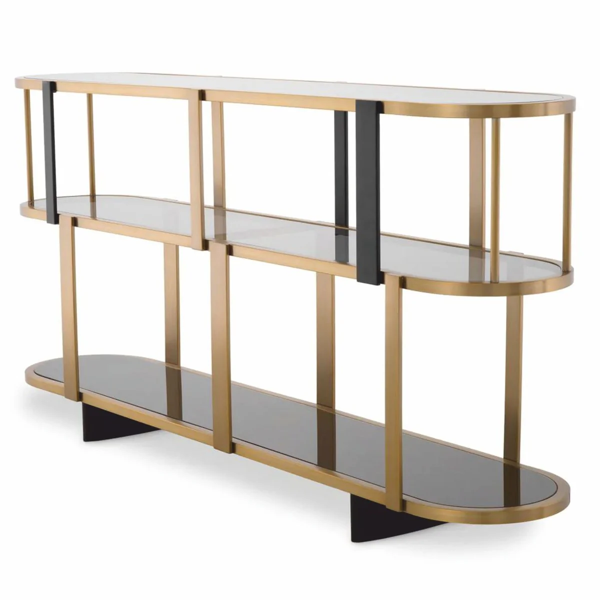 Casa Padrino consola de lujo en lat¨®n / negro / gris 180 cm - Muebles de lujo para hoteles