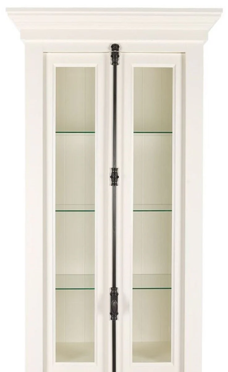 Casa Padrino vitrina estilo campestre blanco 95 x 45 x A. 242 cm - Vitrina con 2 puertas - Armario de madera maciza - Muebles de estilo campestre