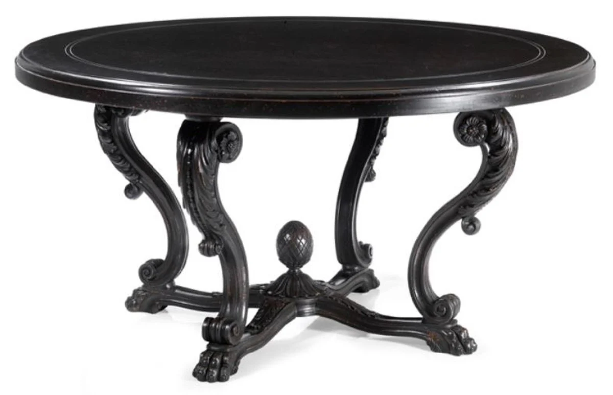 Casa Padrino mesa de comedor barroco de lujo negro antiguo ? 150 cm - Hecho en Italia