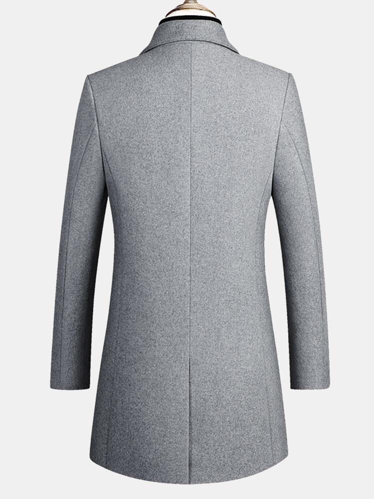 Single Breasted Notch Lapel Woolen Overcoat