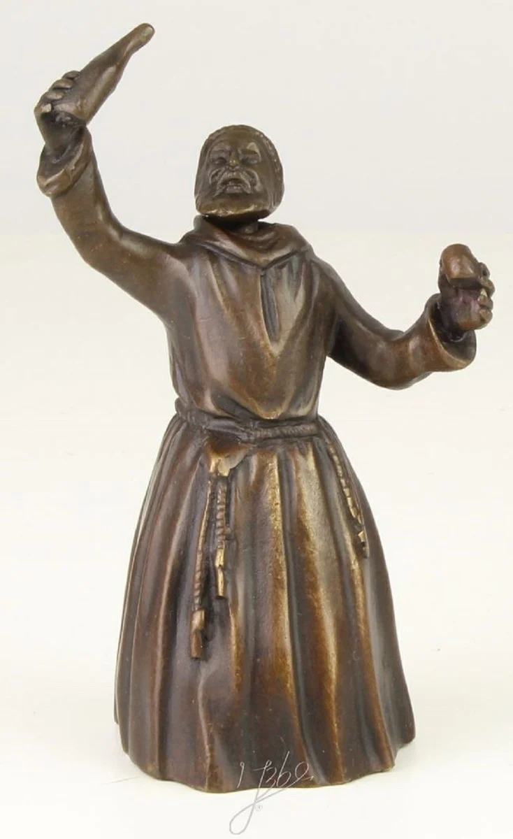 Casa Padrino Campana de Mesa Art Nouveau Monje Bronce / Oro 6,9 x 5,1 x H. 11,6 cm - Campana de Servicio Campana de Bronce - Accesorios de Hosteler¨ªa