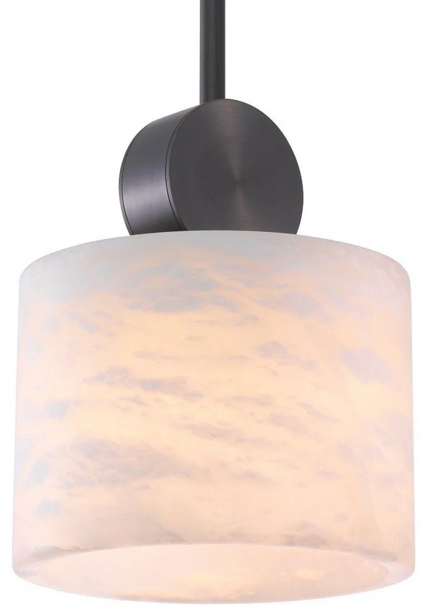 Casa Padrino lámpara colgante de lujo bronce / alabastro Ø 20 x A. 24 cm - Lámpara de mesa moderna con pantalla redonda de alabastro - Colección de Lujo