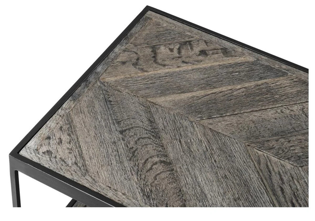 Casa Padrino mesa de centro de lujo de acero galvanizado y resistido roble - diseñador de mesa de la sala