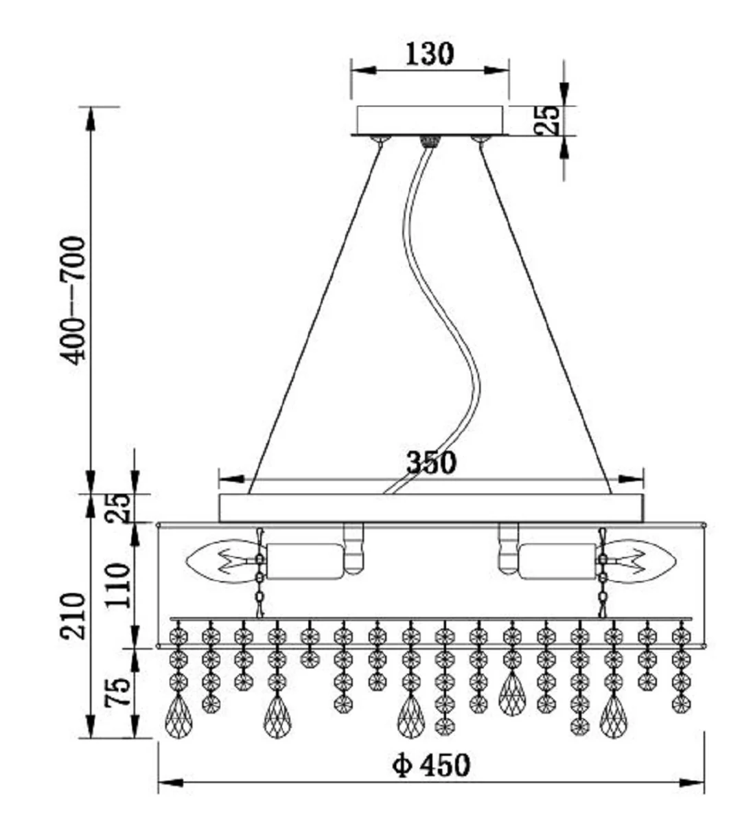 Casa Padrino lámpara colgante plata / blanco Ø 45 x H. 21 cm - Lámpara Redonda Excepcional con Marco de Metal y Cubierta de Tela