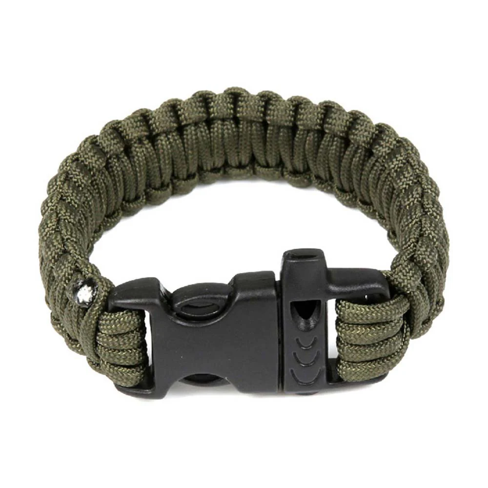 North Star Survival Bracelet verde oliva - Pulsera paracord con silbato