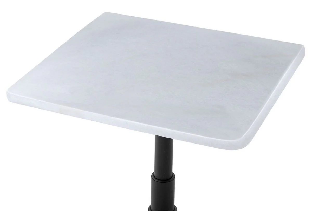 Casa Padrino mesa de comedor de lujo blanco / negro 75 x 75 x H. 75 cm - Mesa de Cocina con Encimera de M¨¢rmol Cuadrada - Muebles de Comedor