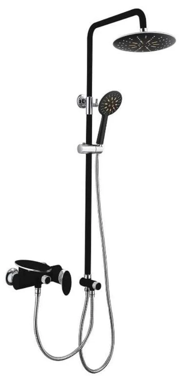 Casa Padrino conjunto de ducha de baño de lujo negro / plata - Calidad de lujo