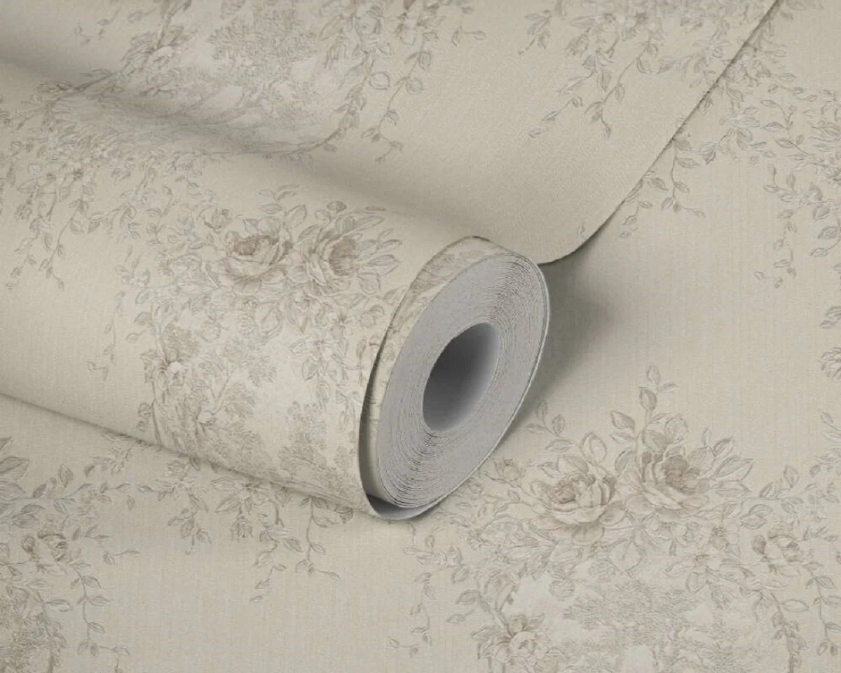 Casa Padrino papel pintado barroco no tejido gris / plata - Papel pintado de salón de estilo barroco con elegante patrón floral - Accesorios de decoración barroco