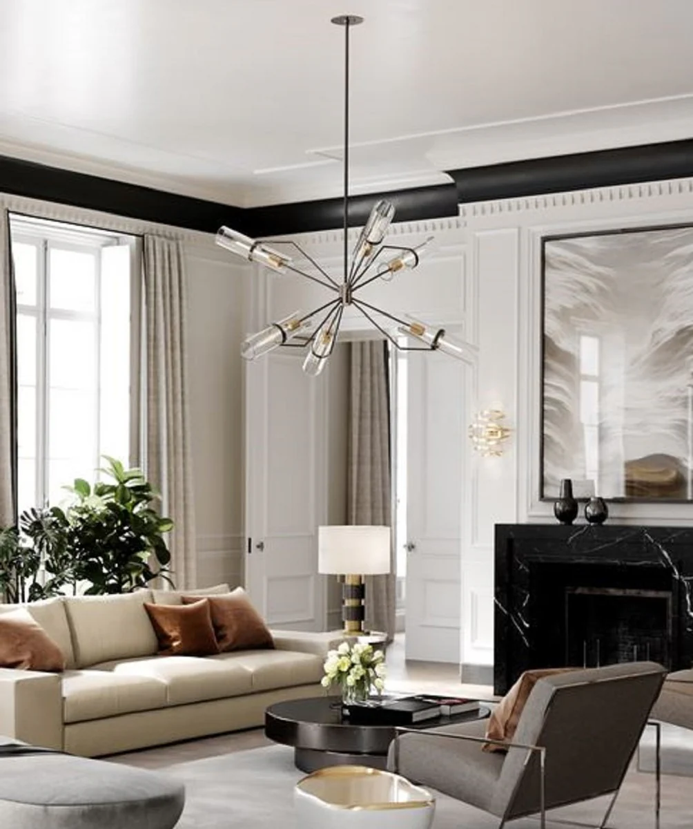 Casa Padrino araña de lujo bronce / latón Ø 91,4 x H. 55,3 cm - Araña de Salón de Diseño - Calidad de Lujo