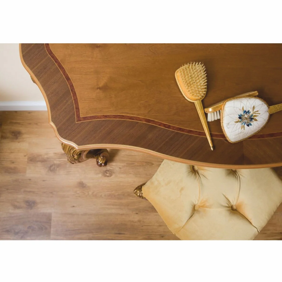 Casa Padrino consola barroco de lujo con espejo de pared y taburete marr¨®n / oro - Muebles barrocos