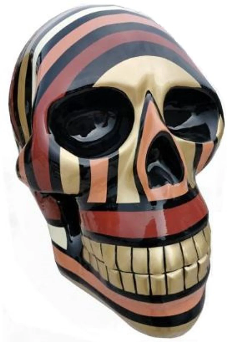 Casa Padrino figura decorativa de diseño calavera negro / marrón / oro 44 x 58 x A. 66 cm - Escultura decorativa resistente a la intemperie - Escultura Decorativa de Diseño