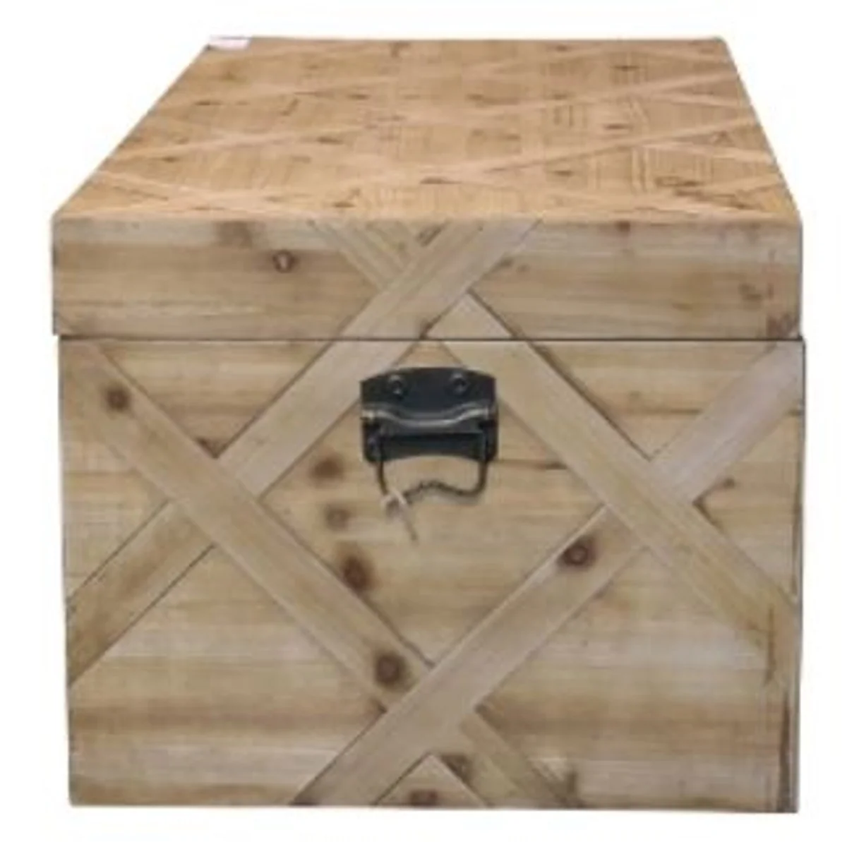 Casa Padrino Country Style Chest Natural Colors 100 x 48 x H. 40 cm - Handmade Wooden Chest in Parquet Look