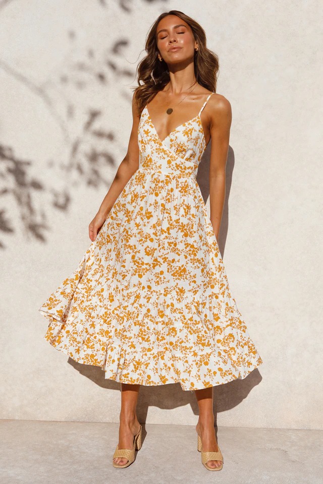 Woman V-neck Halter Bow Holiday Dress