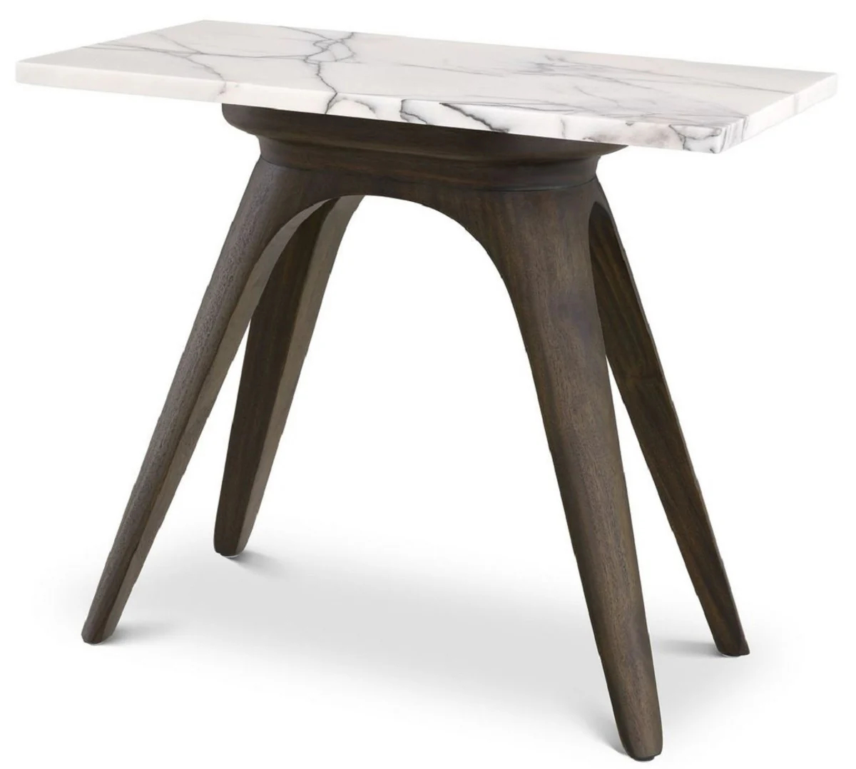 Casa Padrino mesa auxiliar de lujo moca / blanco-lila 60 x 30 x A. 51 cm - Mesa rectangular de caoba con tapa de m¨¢rmol - Muebles de sal¨®n - Muebles de Lujo