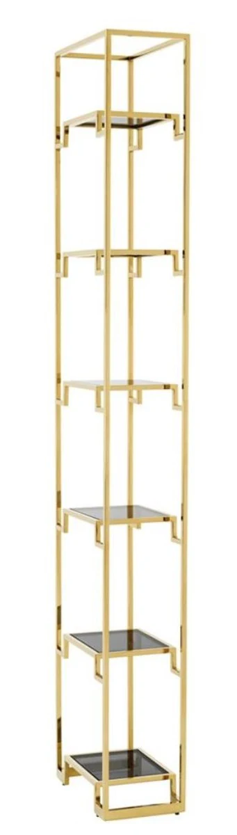 Casa Padrino armario de estantería dorado / negro 45,5 x 25,5 x H. 221 cm - Mueble de Sala de Estar de Lujo