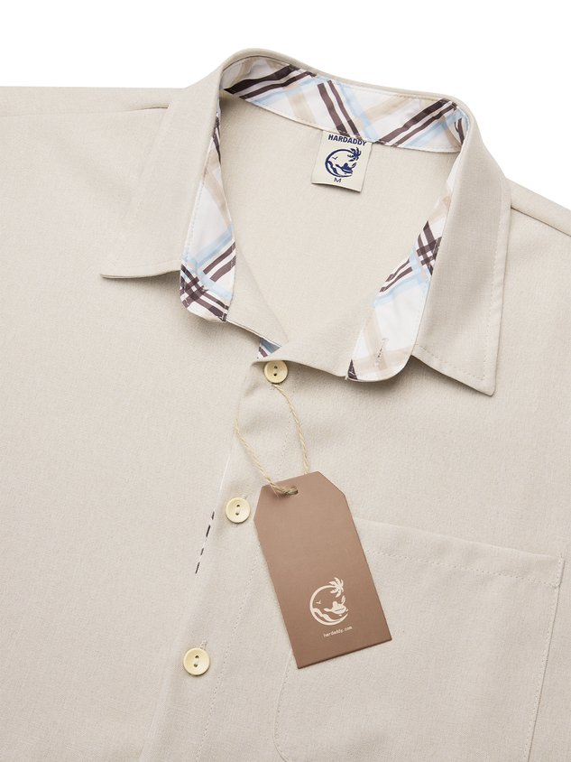 Plaid Panel Short Sleeve Casual Shirt