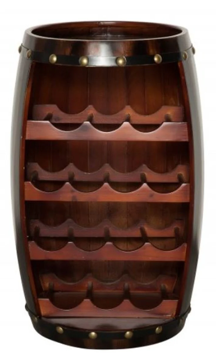 Casa Padrino Bar Wine Bar Firewood Bar Table Solid Wood for up to 14 bottles - Wood Barrel Wine Barrel Barn Furniture Barrel Hotel & Restaurant Furniture Furnishing Table