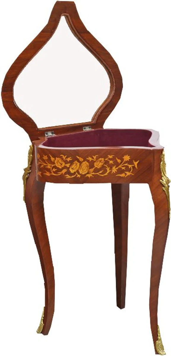 Casa Padrino Baroque Side Table Mahogany Incrustado / Gold H75 x 55 cm - Louis XVI Antique Style Table - Muebles
