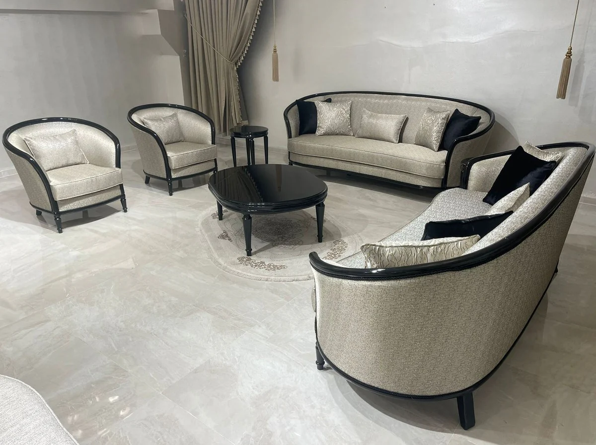 Casa Padrino mesa de centro barroco de lujo negro - Mesa de sal¨®n ovalada de estilo barroco - Muebles de sal¨®n de lujo en estilo barroco - Muebles barrocos - Noble y Magn¨ªfico