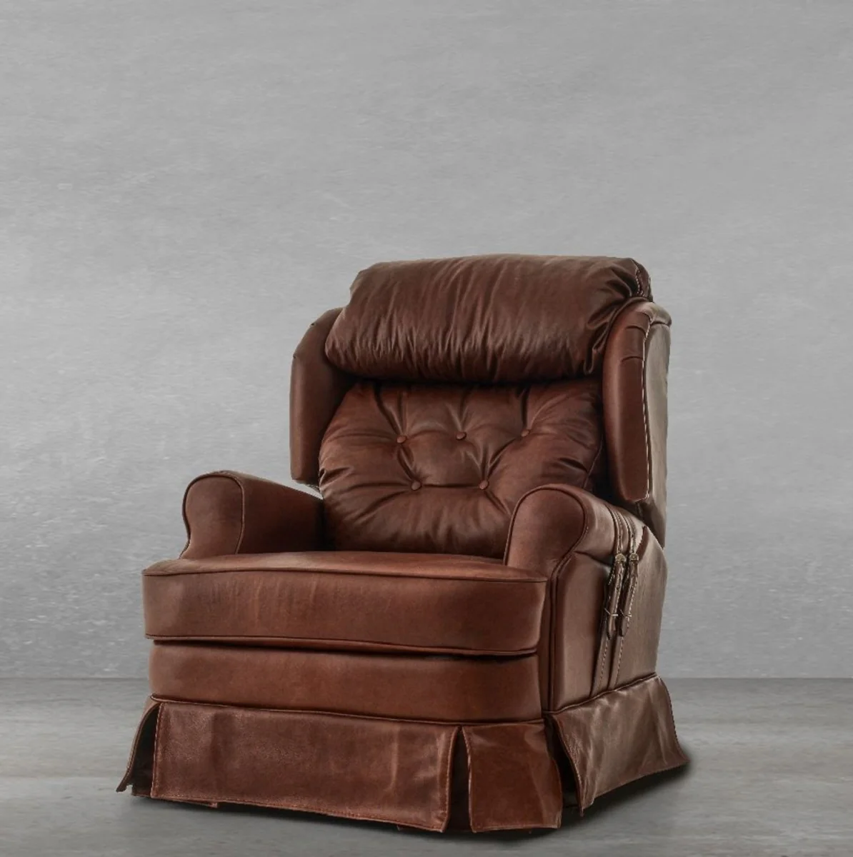 Casa Padrino sill¨®n de cuero de lujo con funci¨®n reclinable marr¨®n 85 x 100 x A. 97 cm - Sill¨®n de sal¨®n de cuero genuino - Sill¨®n de TV - Muebles de cuero genuino - Muebles de lujo