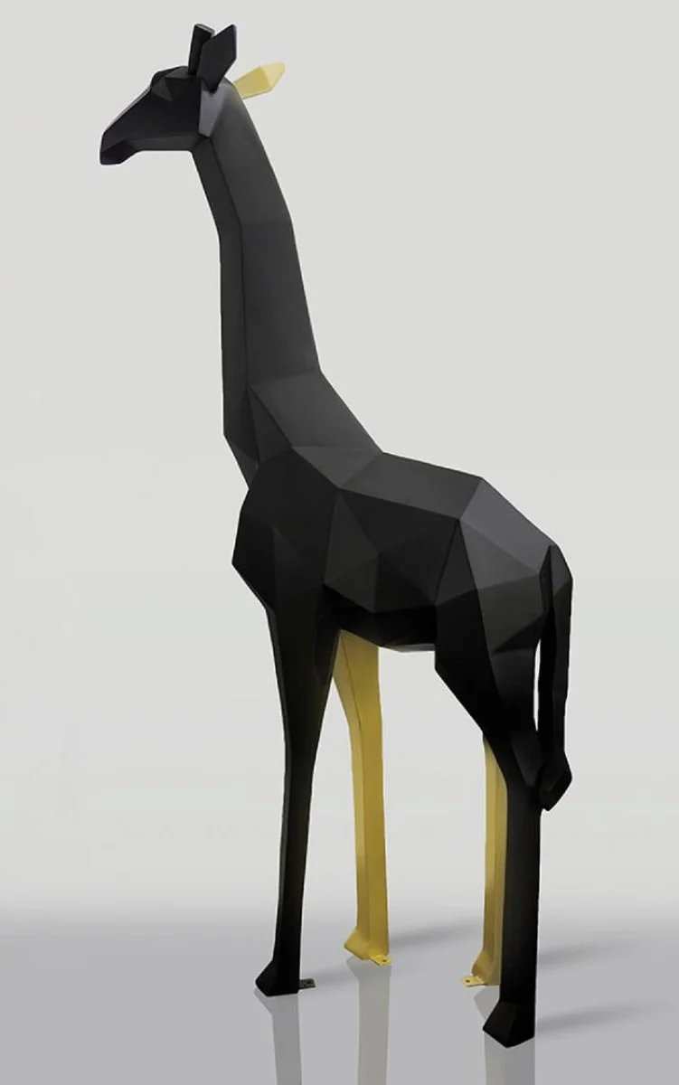 Casa Padrino escultura decorativa XXL jirafa negro / oro A. 200 cm - Figura abstracta de decoraci¨®n de jard¨ªn