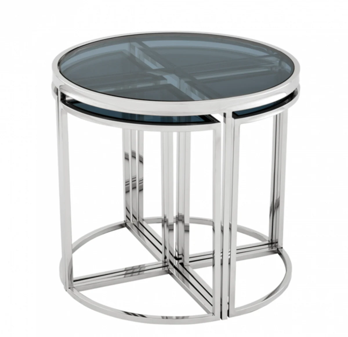 Casa Padrino luxury art deco designer side table set of 5 with smoke glass - Luxury Quality