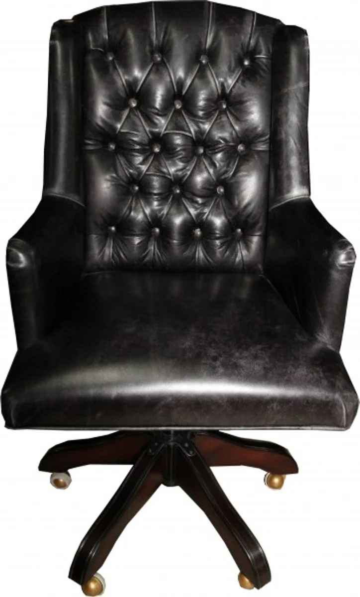 Casa Padrino luxury leather executive chair office chair black vintage look leather swivel desk chair - Head Office